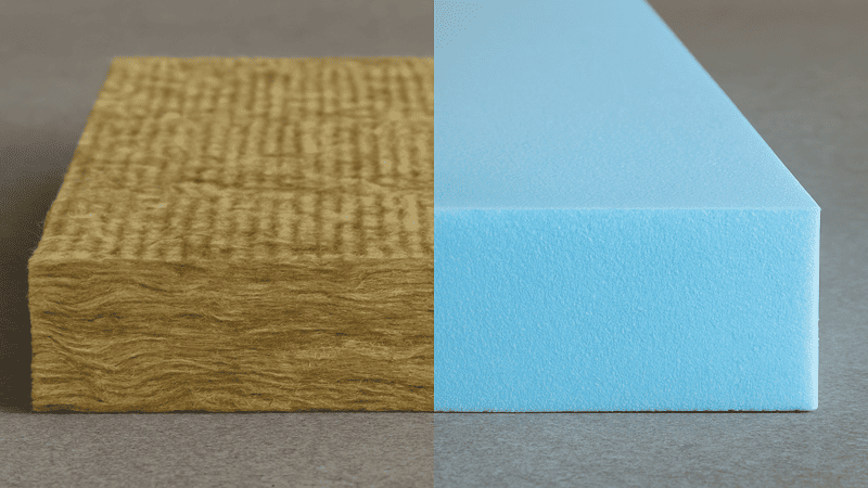 Lana de roca y aislamiento con poliestireno extruido