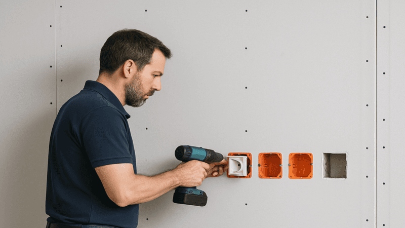 enchufes en tabiques de yeso laminado trasdosado pladur